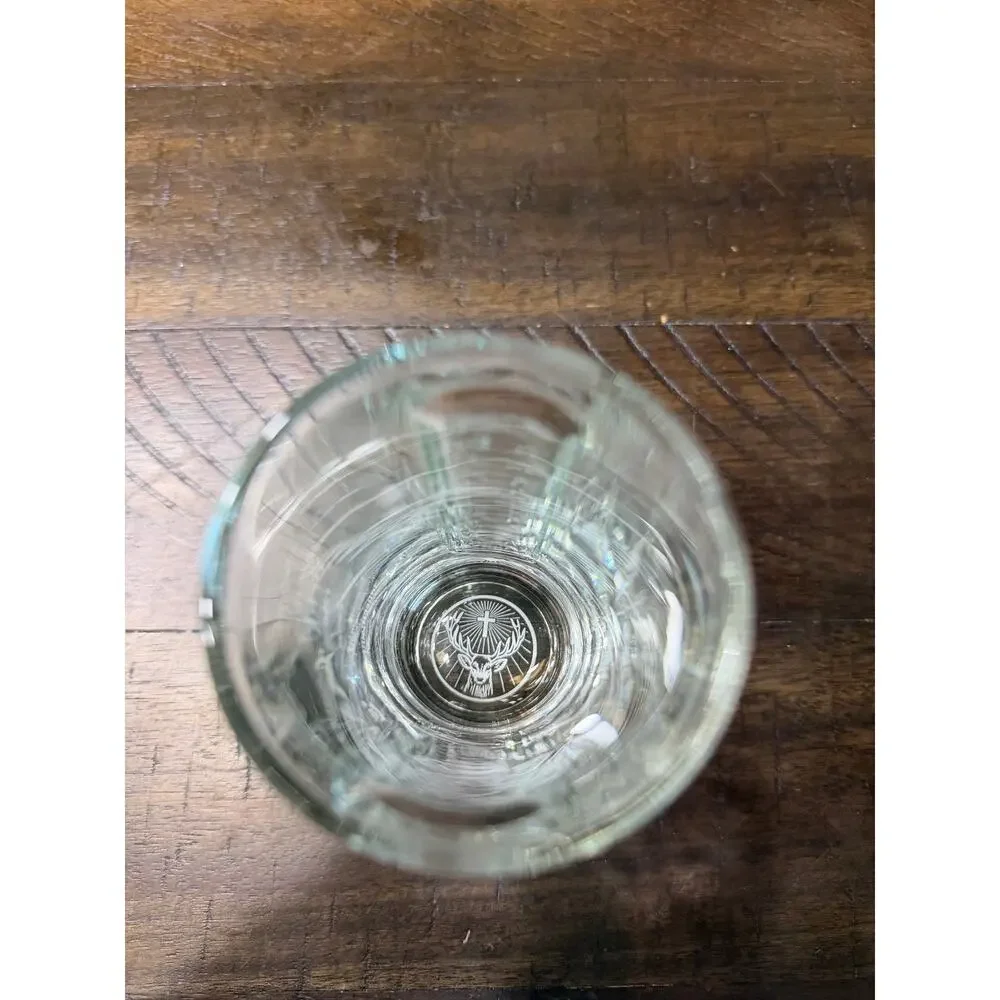 Jagermeister Tall Embossed Shot Glass 0.1L Stag Logo Bottom Clear Barware